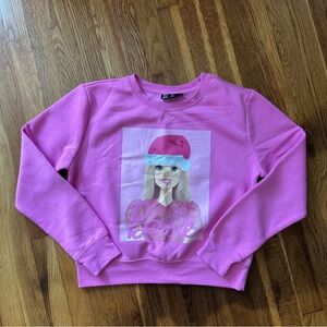 Barbie Christmas Women’s Festive Bright Pink Crew Neck Sweater – Size Large